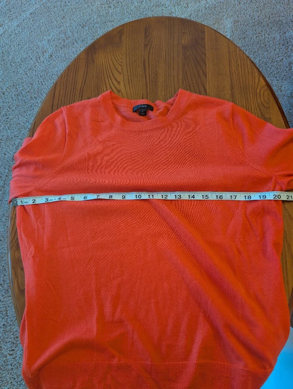 J Crew Women's Orange Crewneck Wool Sweater, Size L